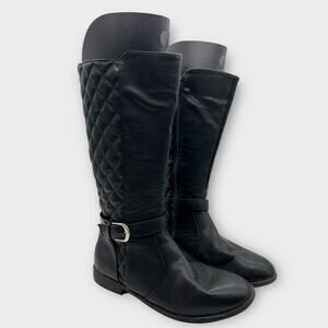 Black Faux Leather Quilted Exterior Low Heel Size 6 Girls Boots Kohls Equestrian
